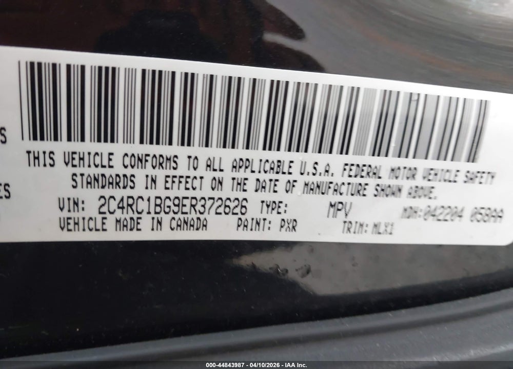 2014 CHRYSLER TOWN & COUNTRY TOURING VIN: 2C4RC1BG9ER372626