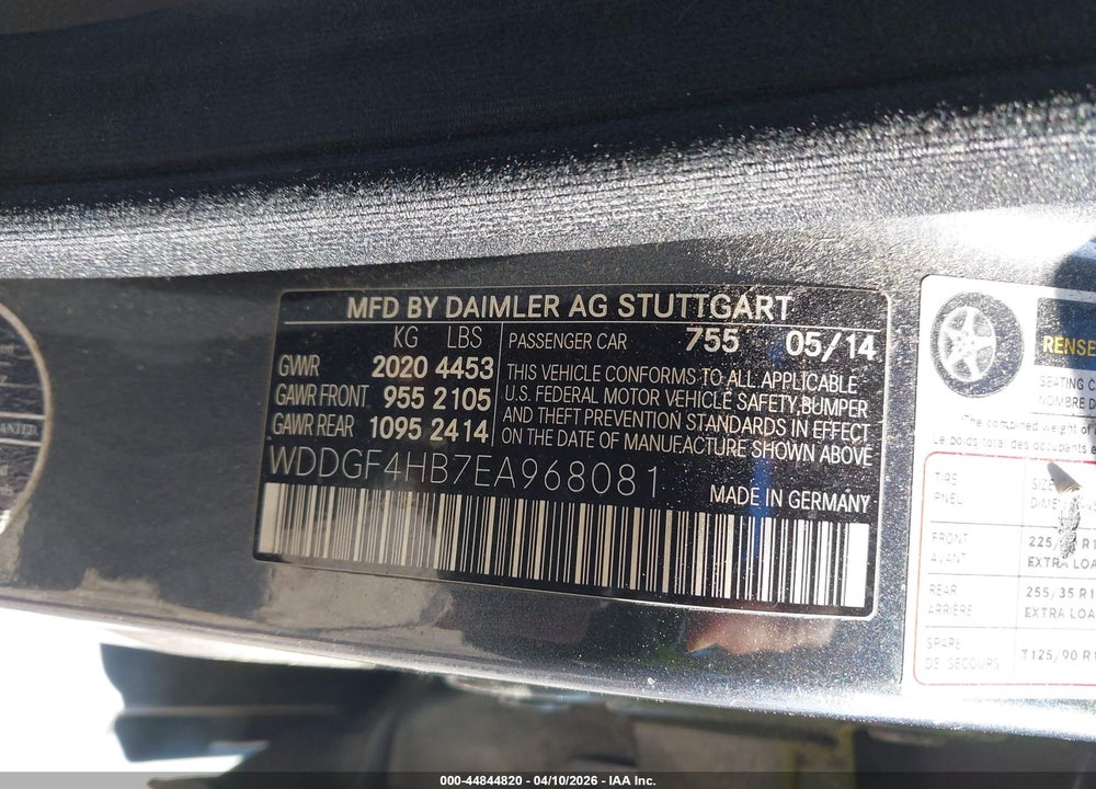 2014 MERCEDES-BENZ C 250 SPORT VIN: WDDGF4HB7EA968081