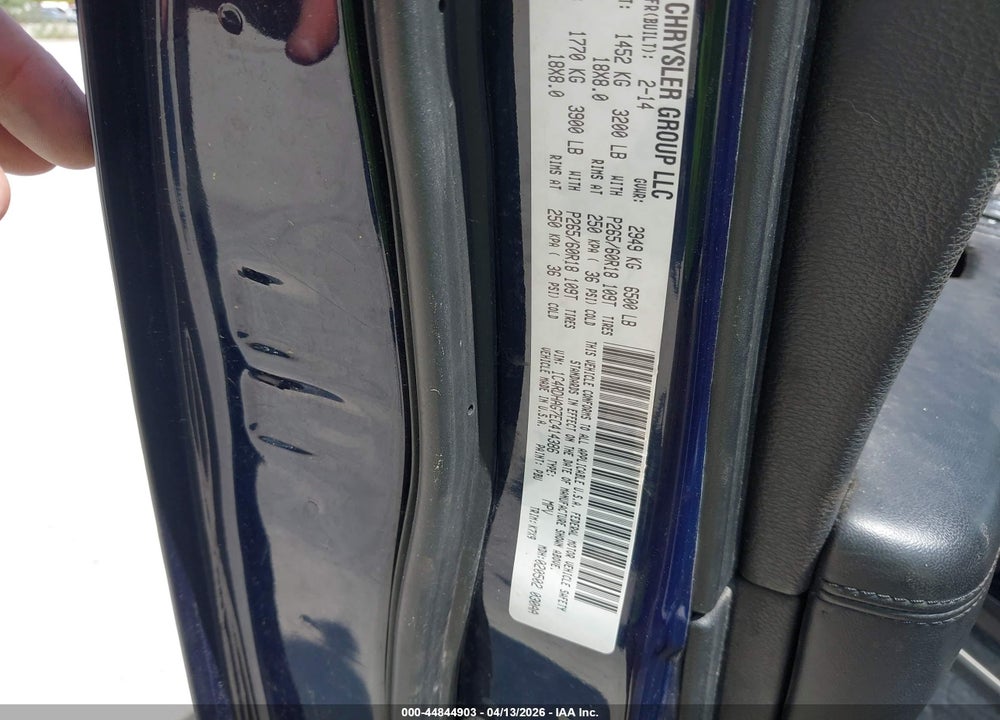 2014 DODGE DURANGO SXT VIN: 1C4RDHAG7EC414386