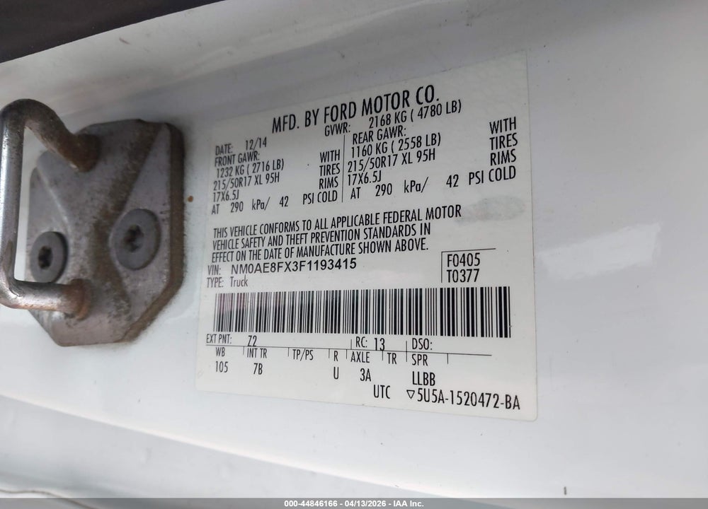 2015 FORD TRANSIT CONNECT XLT VIN: NM0AE8FX3F1193415