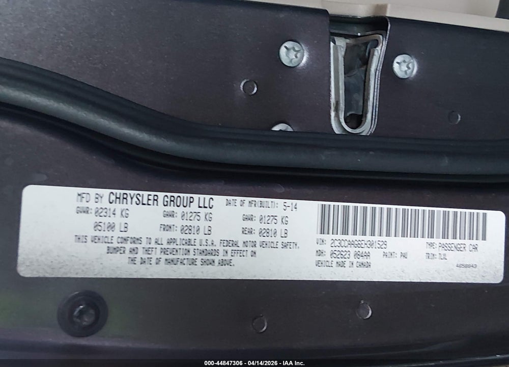 2014 CHRYSLER 300 VIN: 2C3CCAAG6EH301529