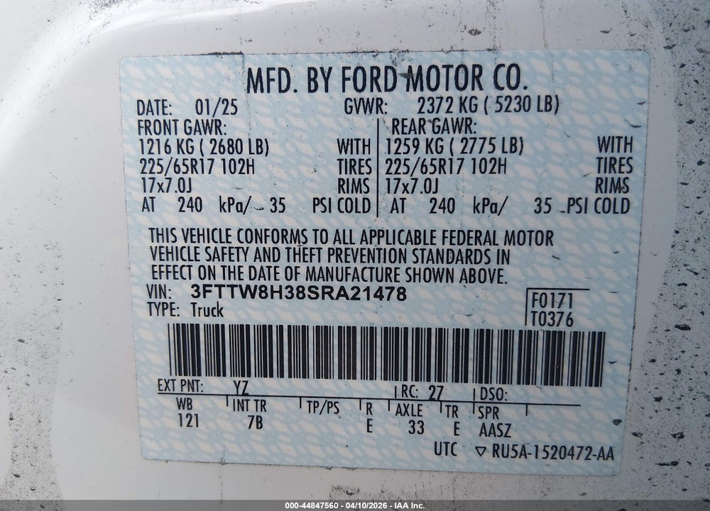 2025 FORD MAVERICK XLT VIN: 3FTTW8H38SRA21478