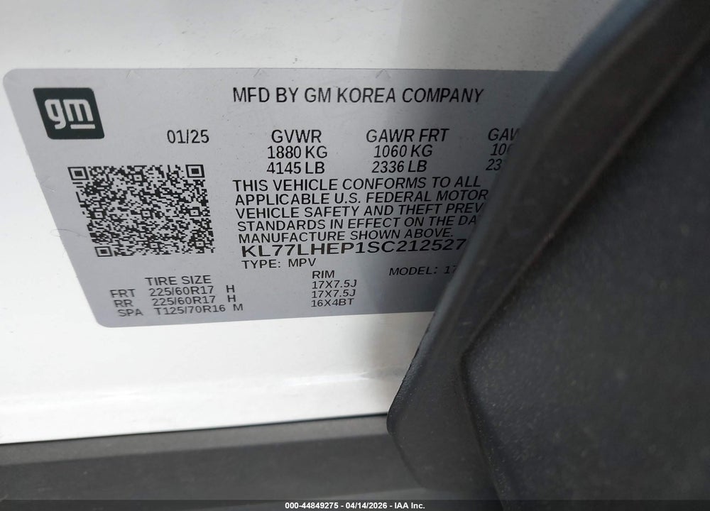 2025 CHEVROLET TRAX FWD LT VIN: KL77LHEP1SC212527