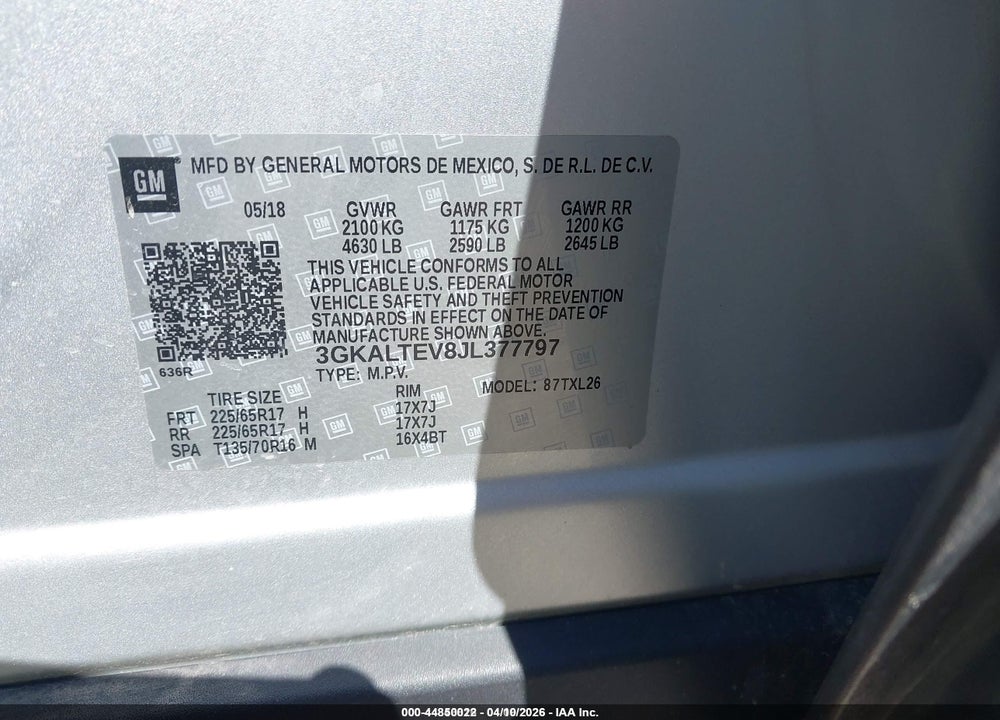 2018 GMC TERRAIN SLE VIN: 3GKALTEV8JL377797