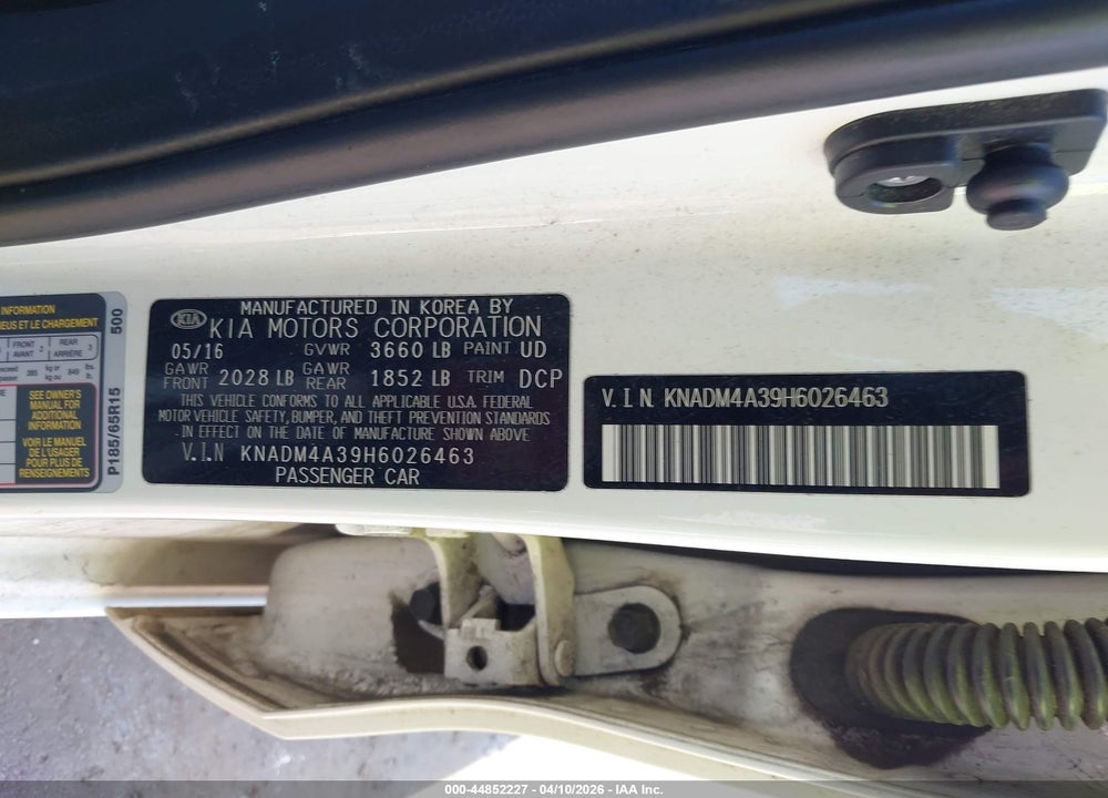 2017 KIA RIO LX VIN: KNADM4A39H6026463