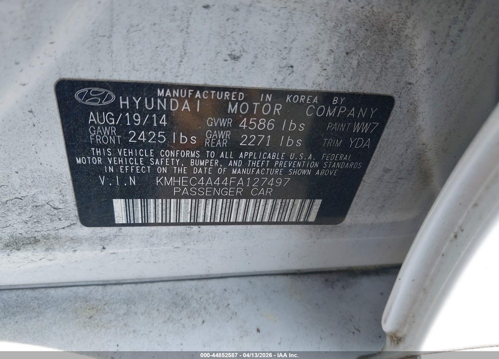 2015 HYUNDAI SONATA HYBRID LIMITED VIN: KMHEC4A44FA127497