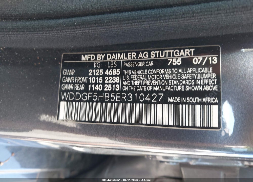 2014 MERCEDES-BENZ C 350 SPORT VIN: WDDGF5HB5ER310427