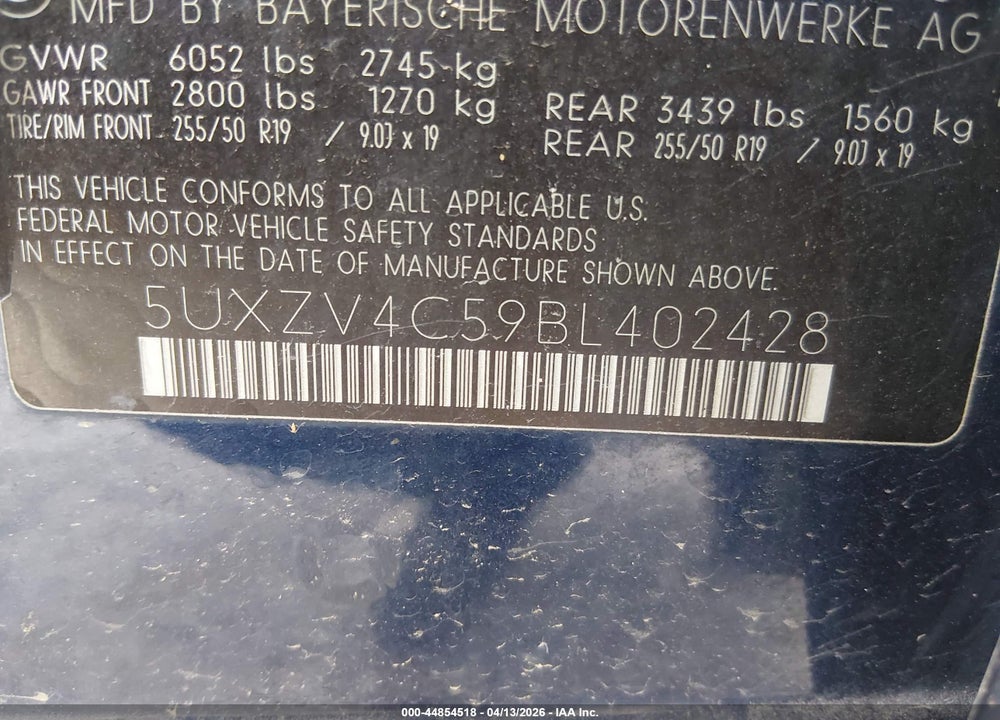 2011 BMW X5 VIN: 5UXZV4C59BL402428