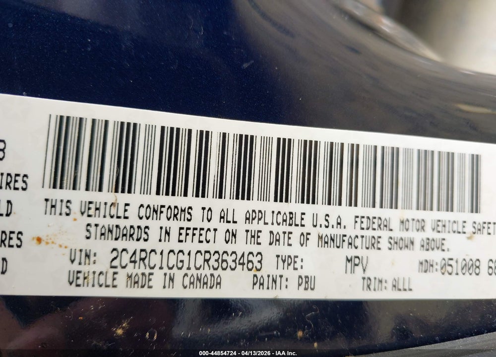 2012 CHRYSLER TOWN & COUNTRY TOURING-L VIN: 2C4RC1CG1CR363463