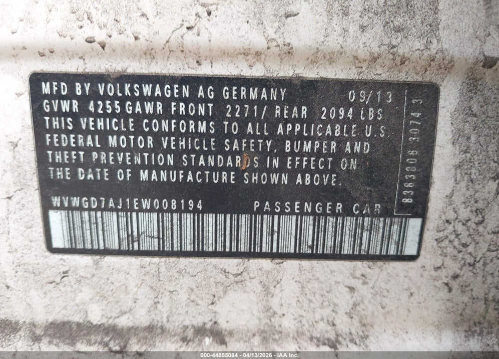 2014 VOLKSWAGEN GTI WOLFSBURG EDITION VIN: WVWGD7AJ1EW008194