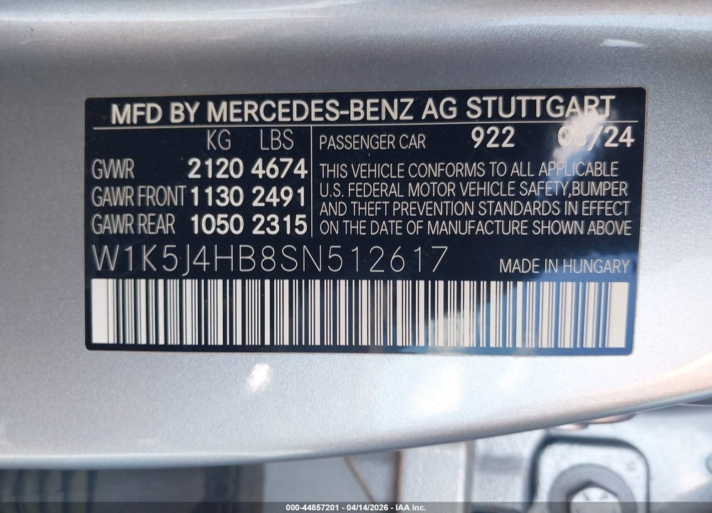 2025 MERCEDES-BENZ CLA 250 COUPE 4MATIC VIN: W1K5J4HB8SN512617