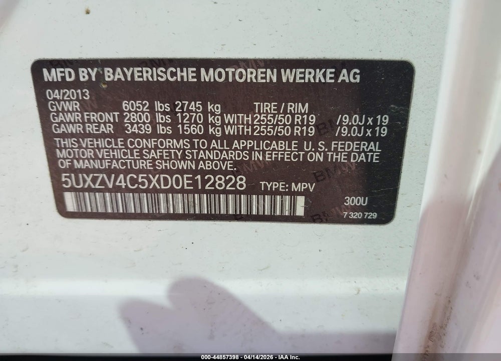 2013 BMW X5 XDRIVE35I/XDRIVE35I PREMIUM/XDRIVE35I SPORT ACTIVITY VIN: 5UXZV4C5XD0E12828