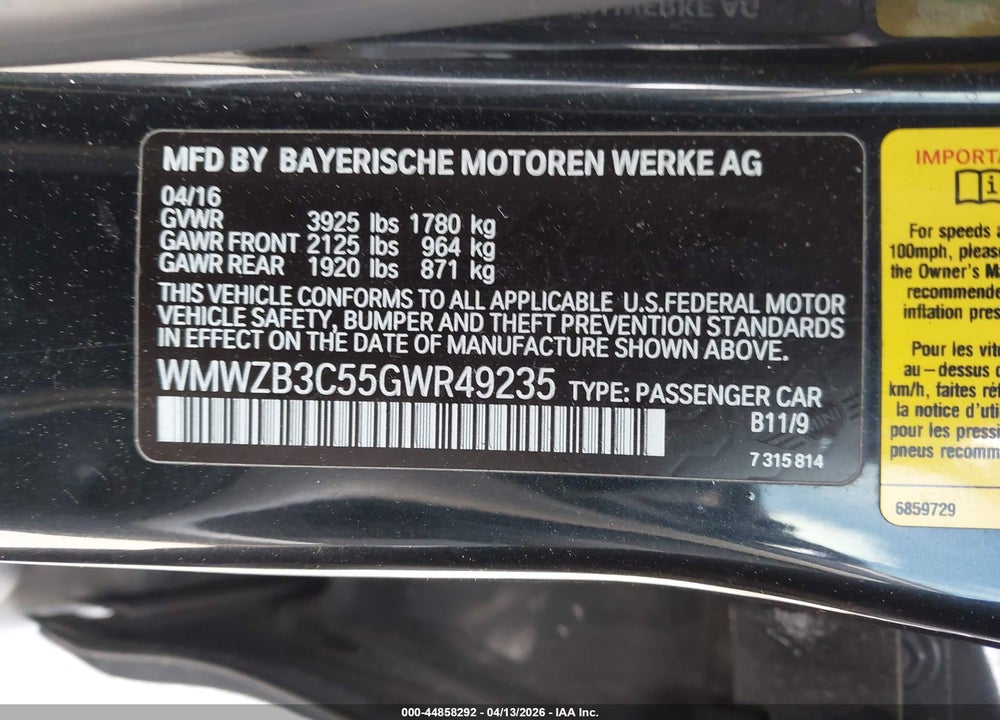 2016 MINI COUNTRYMAN COOPER VIN: WMWZB3C55GWR49235
