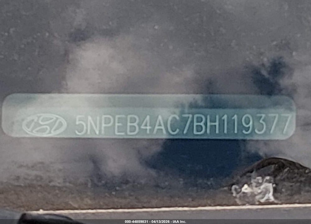 2011 HYUNDAI SONATA GLS VIN: 5NPEB4AC7BH119377