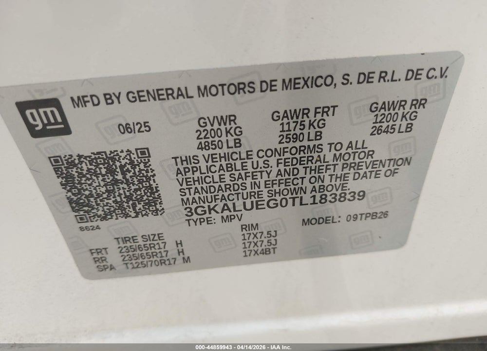 2026 GMC TERRAIN AWD ELEVATION VIN: 3GKALUEG0TL183839