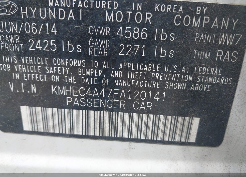 2015 HYUNDAI SONATA HYBRID LIMITED VIN: KMHEC4A47FA120141