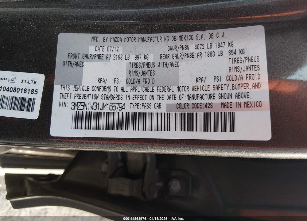 2018 MAZDA 3 GRAND TOURING VIN: 3MZBN1W31JM165794
