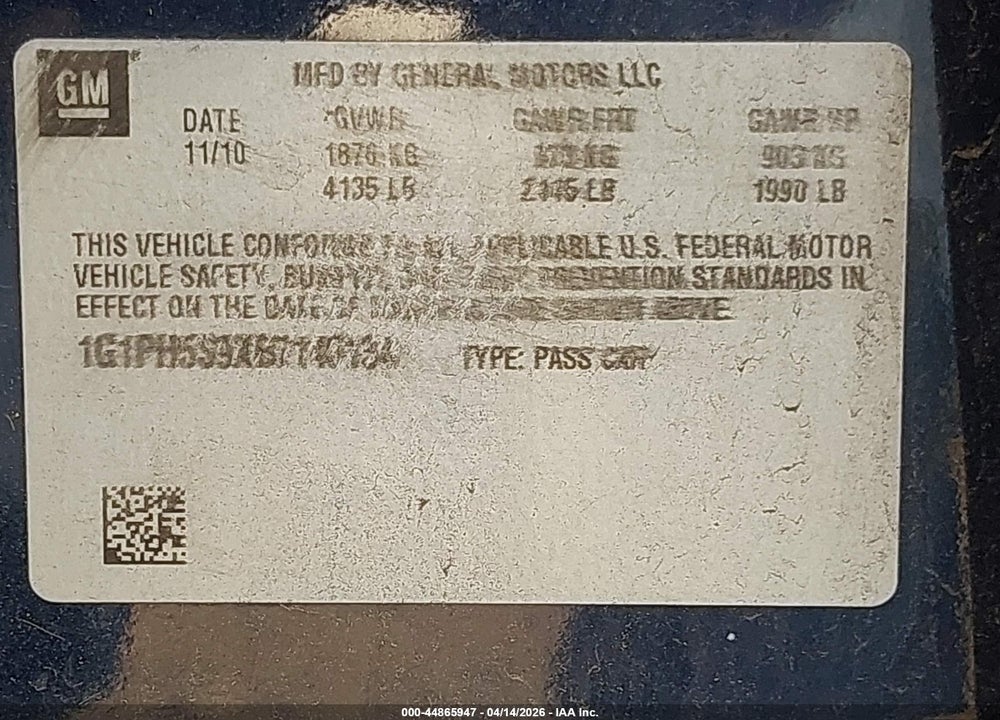 2011 CHEVROLET CRUZE LTZ VIN: 1G1PH5S9XB7146134