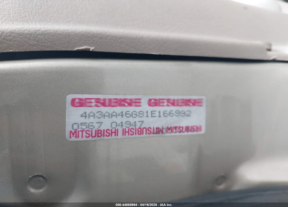 2001 MITSUBISHI GALANT ES VIN: 4A3AA46G81E166992