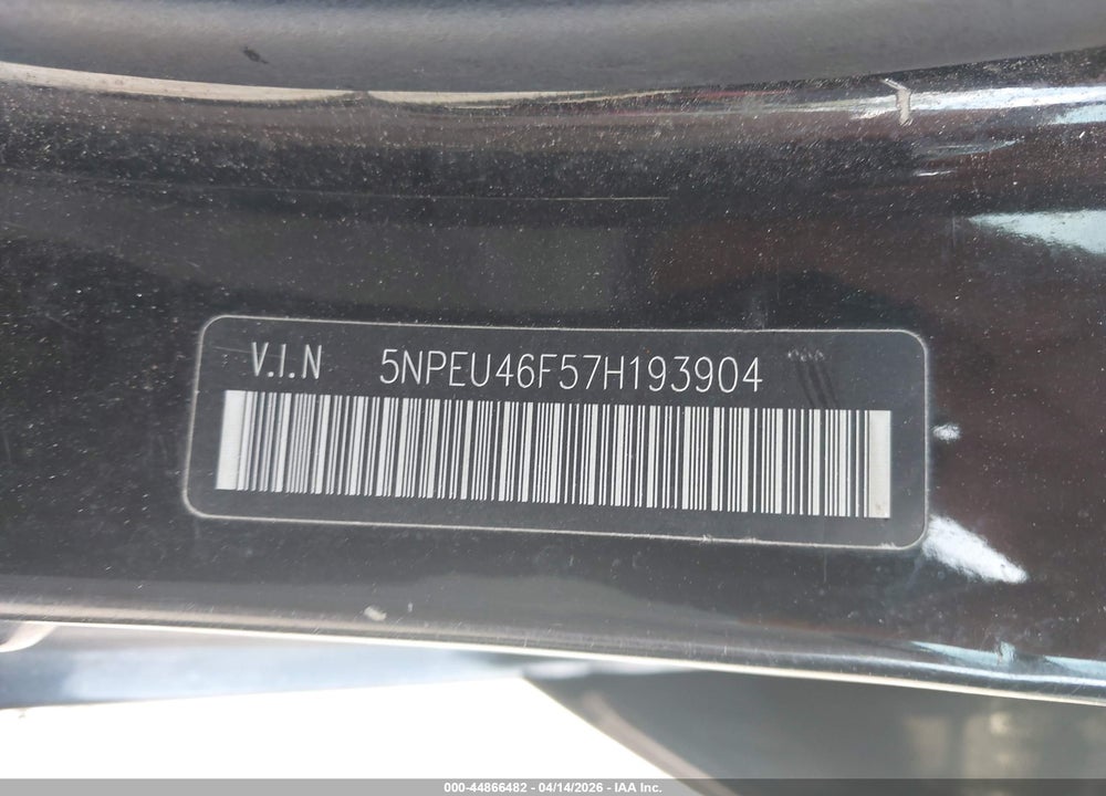 2007 HYUNDAI SONATA LIMITED/SE V6 VIN: 5NPEU46F57H193904