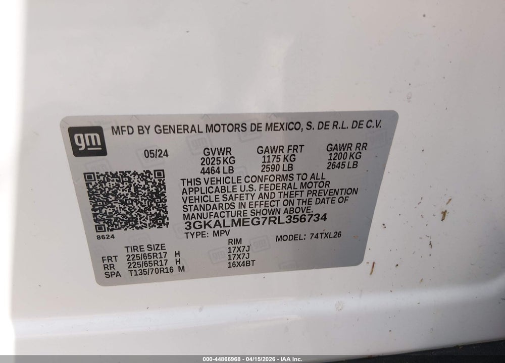2024 GMC TERRAIN FWD SLE VIN: 3GKALMEG7RL356734