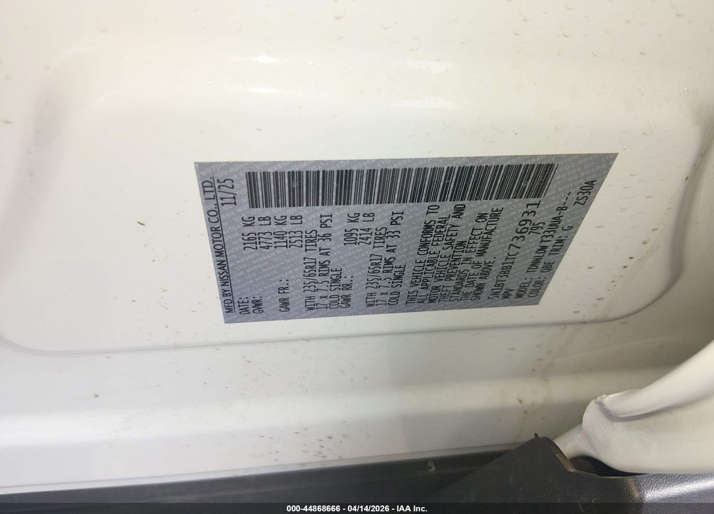 2026 NISSAN ROGUE SV VIN: 5N1BT3BB1TC736931