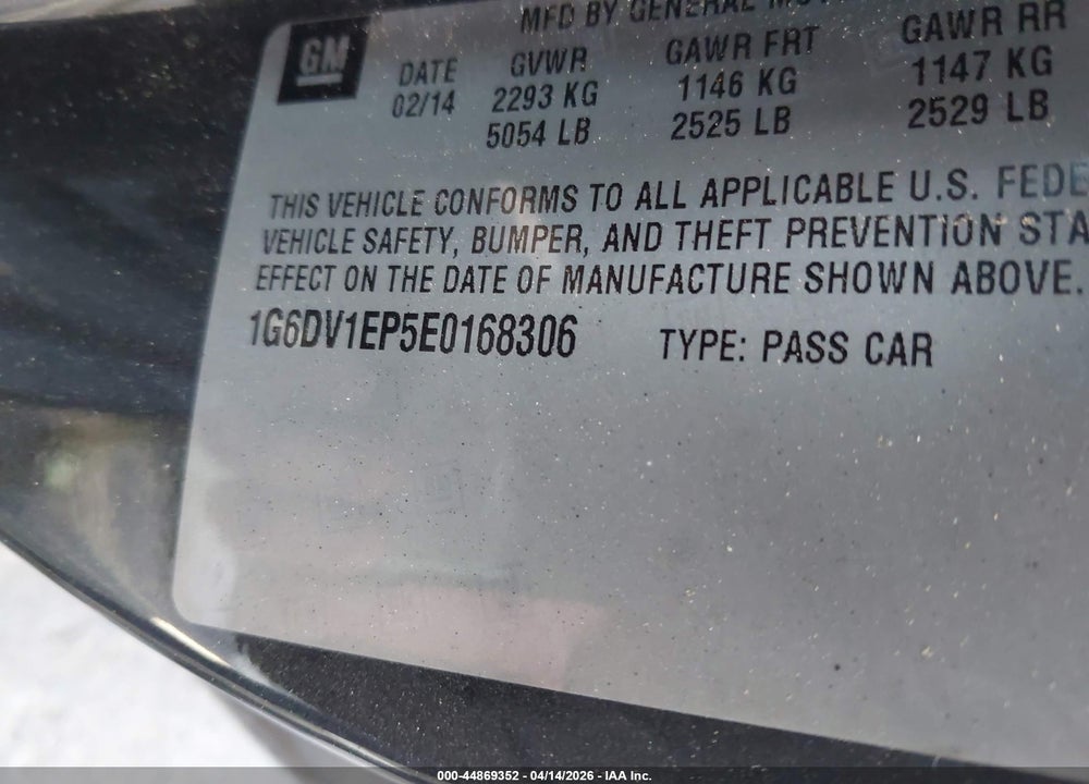 2014 CADILLAC CTS-V VIN: 1G6DV1EP5E0168306