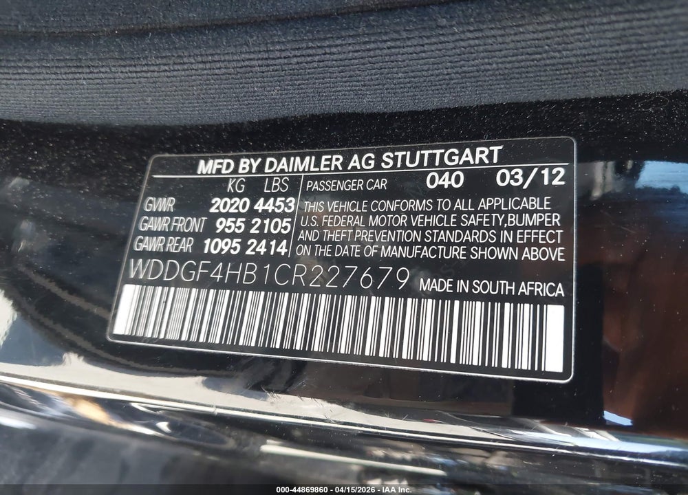 2012 MERCEDES-BENZ C 250 SPORT VIN: WDDGF4HB1CR227679