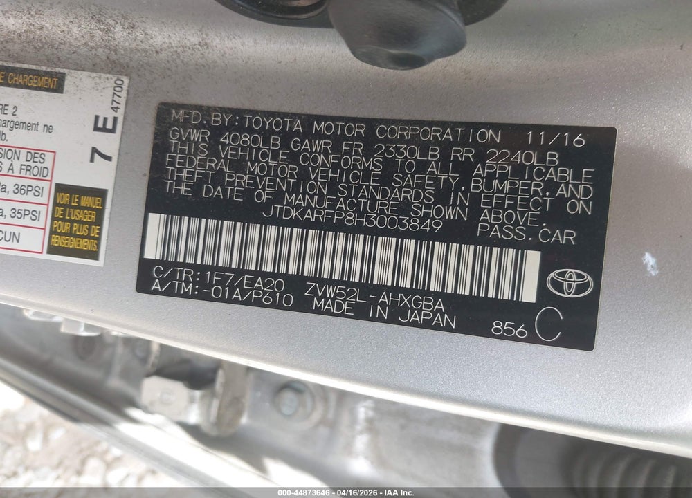 2017 TOYOTA PRIUS PRIME PREMIUM VIN: JTDKARFP8H3003849