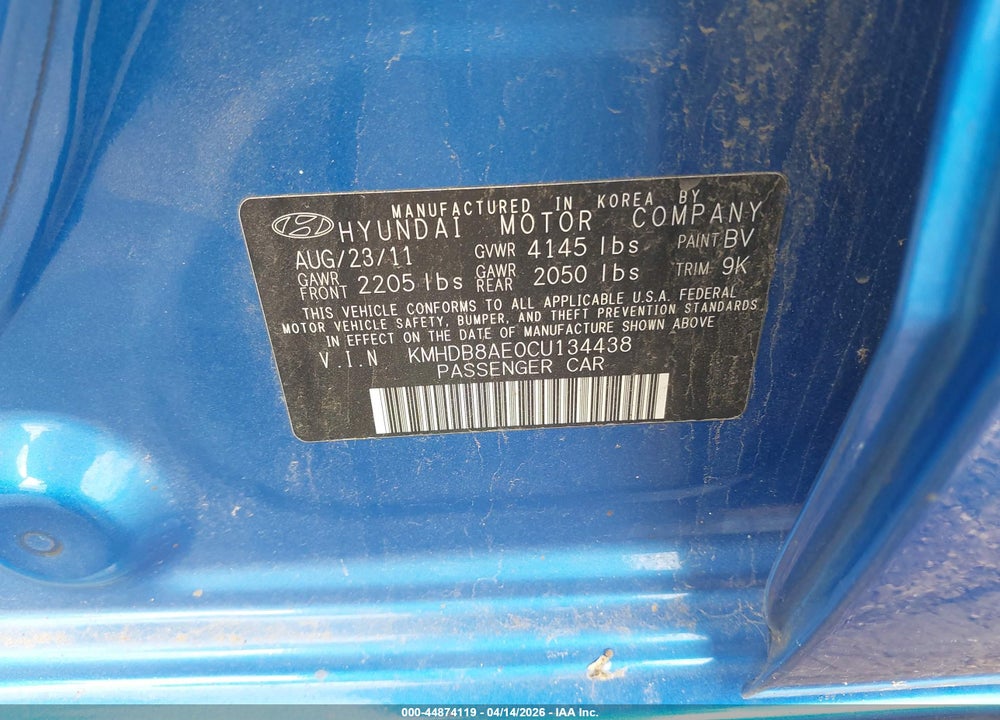 2012 HYUNDAI ELANTRA TOURING GLS VIN: KMHDB8AE0CU134438