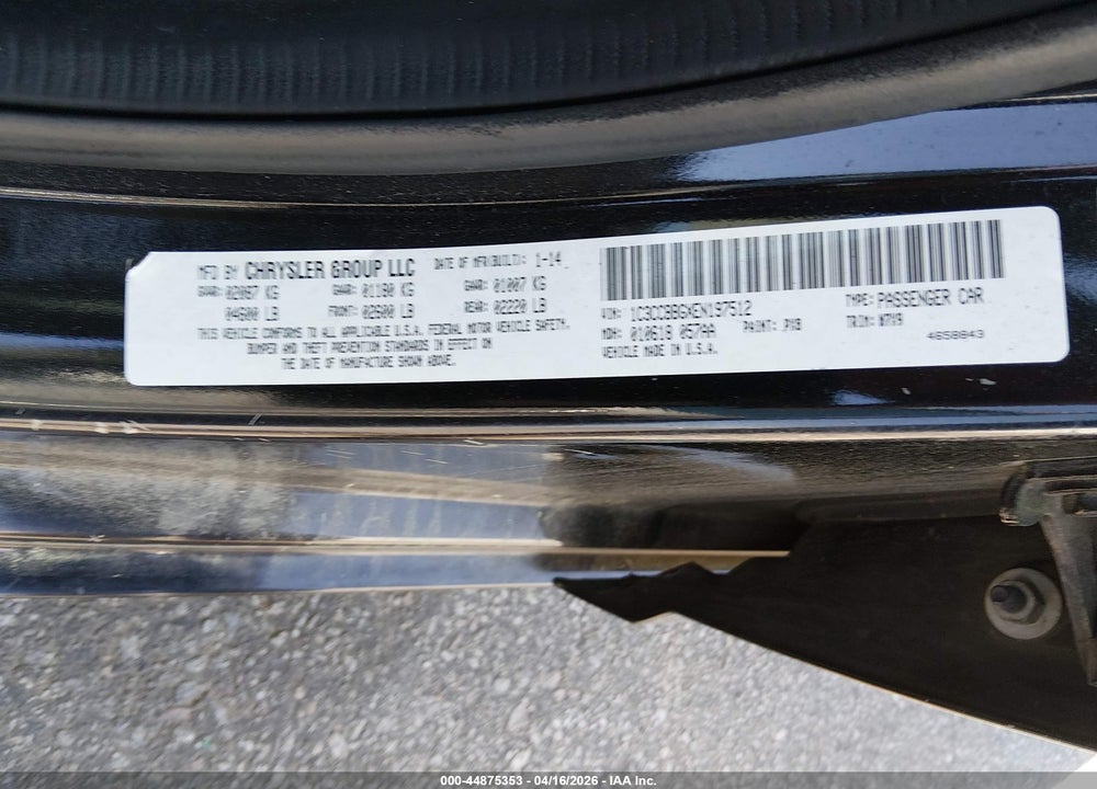 2014 CHRYSLER 200 TOURING VIN: 1C3CCBBGXEN197512