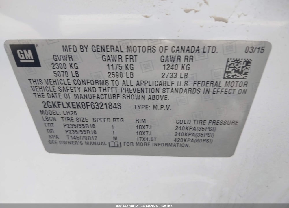 2015 GMC TERRAIN SLT-1 VIN: 2GKFLXEK8F6321843
