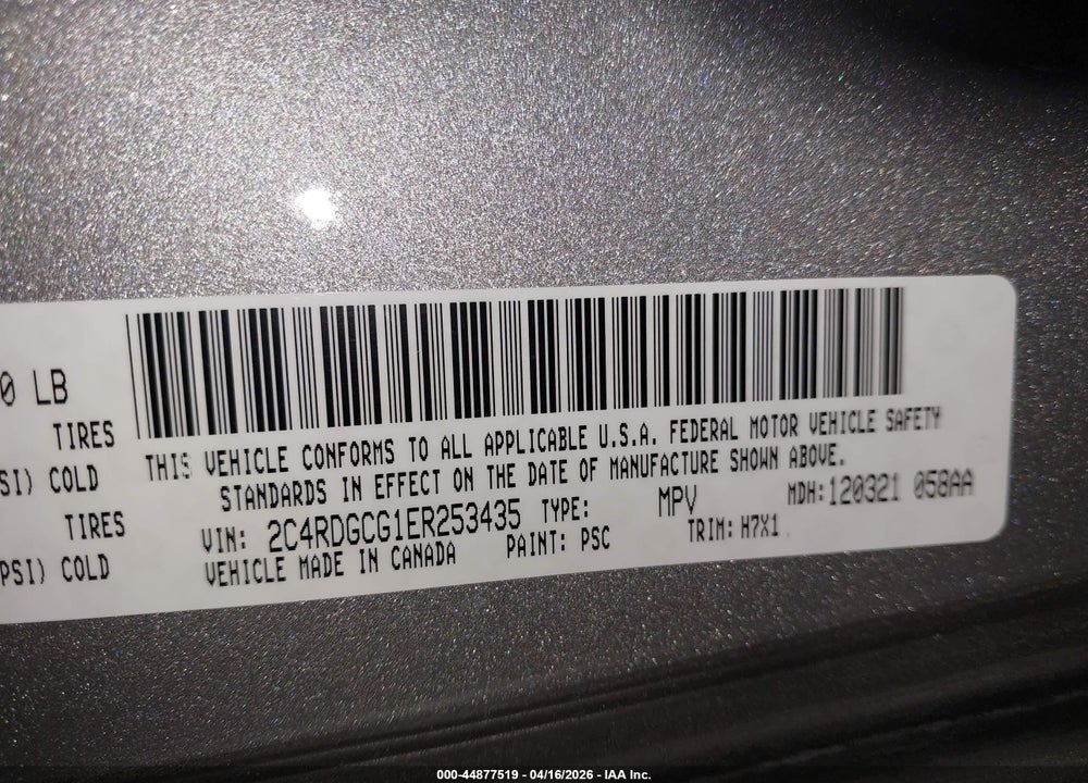 2014 DODGE GRAND CARAVAN SXT VIN: 2C4RDGCG1ER253435
