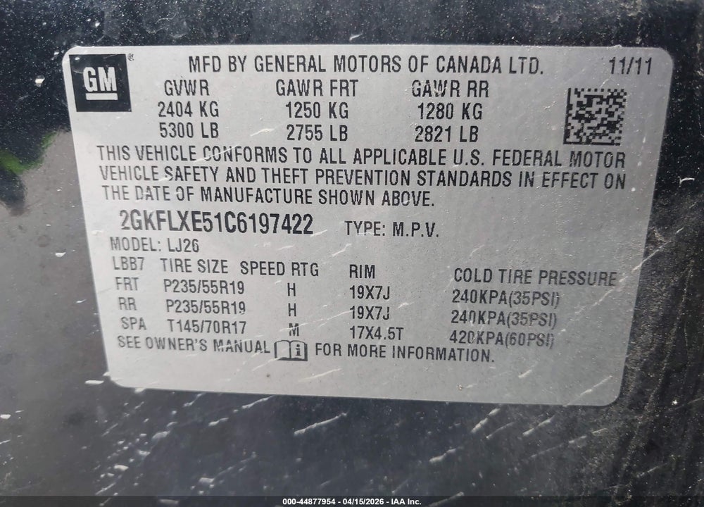 2012 GMC TERRAIN SLT-2 VIN: 2GKFLXE51C6197422