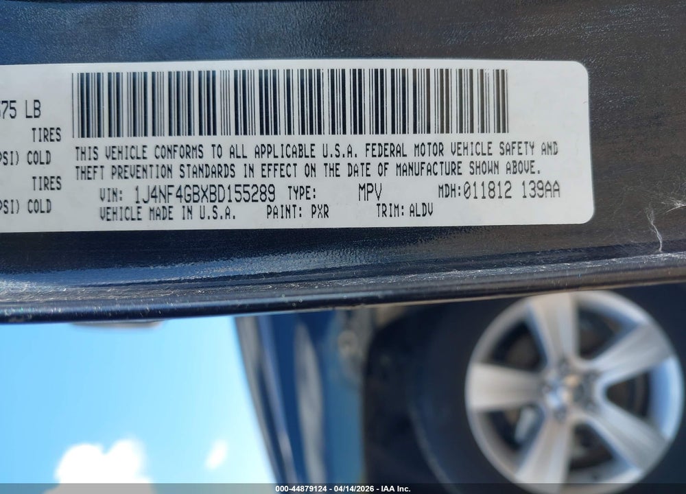 2011 JEEP PATRIOT LATITUDE X VIN: 1J4NF4GBXBD155289