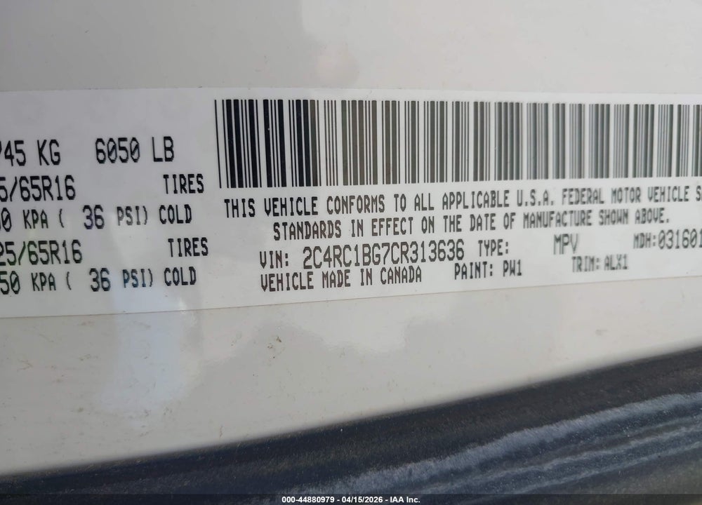 2012 CHRYSLER TOWN & COUNTRY TOURING VIN: 2C4RC1BG7CR313636