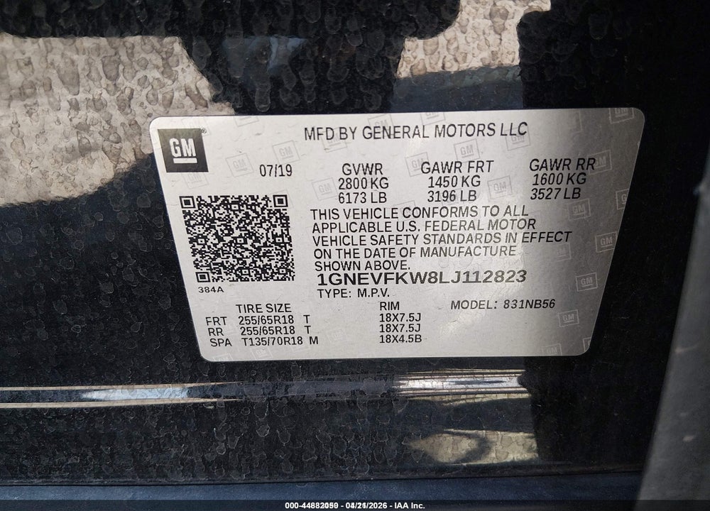 2020 CHEVROLET TRAVERSE AWD LS VIN: 1GNEVFKW8LJ112823