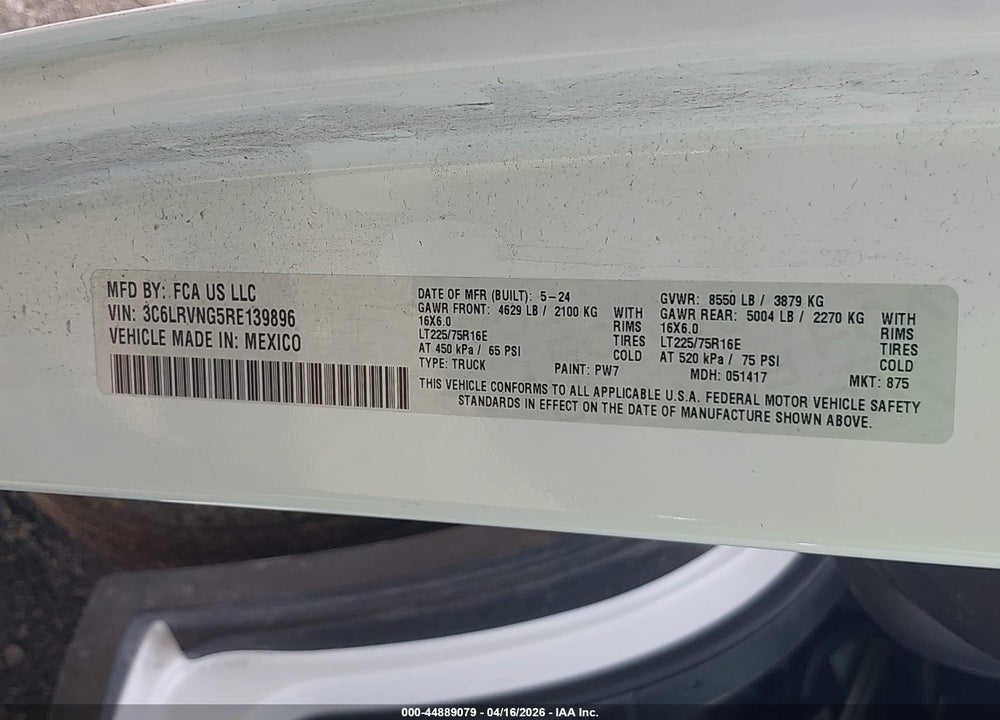 2024 RAM PROMASTER 1500 VIN: 3C6LRVNG5RE139896