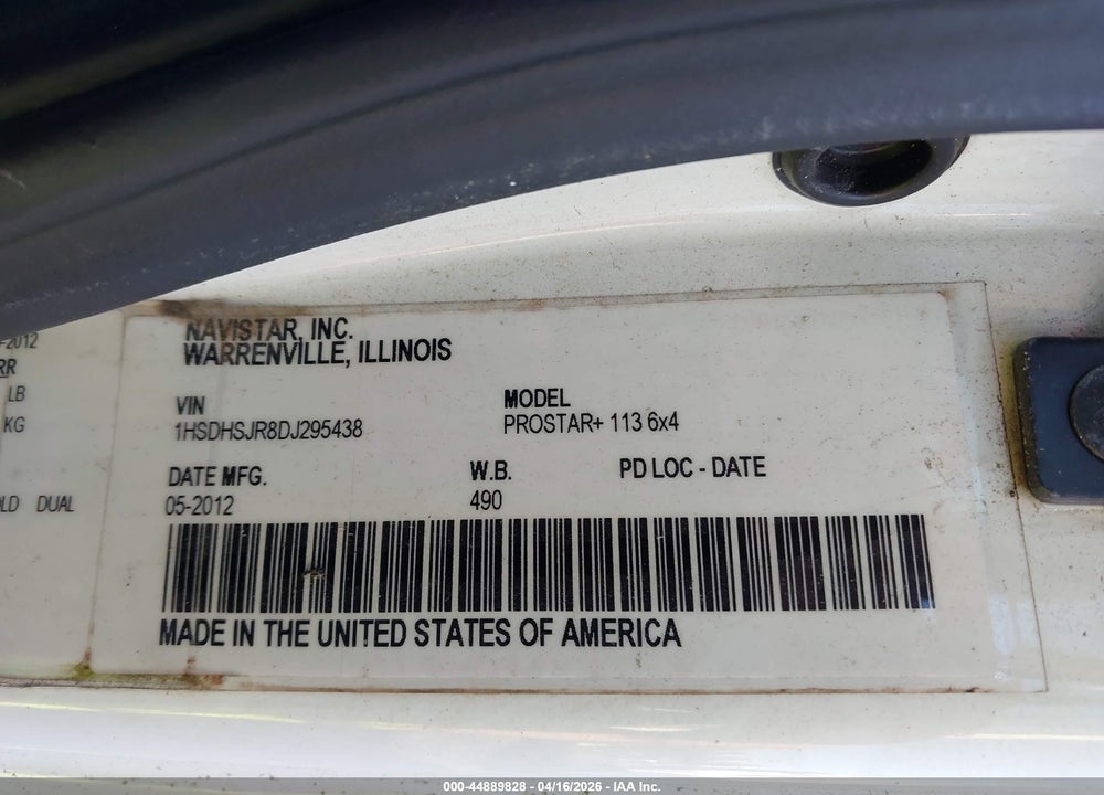 2013 INTERNATIONAL PROSTAR VIN: 1HSDHSJR8DJ295438