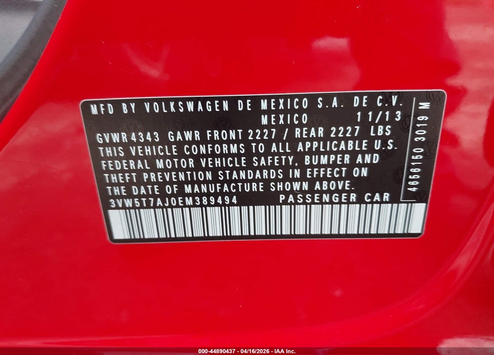 2014 VOLKSWAGEN JETTA GLI AUTOBAHN W/NAV VIN: 3VW5T7AJ0EM389494