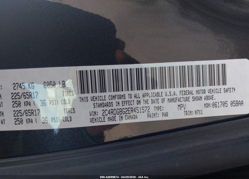 2014 DODGE GRAND CARAVAN SE 30TH ANNIVERSARY VIN: 2C4RDGBG2ER451572
