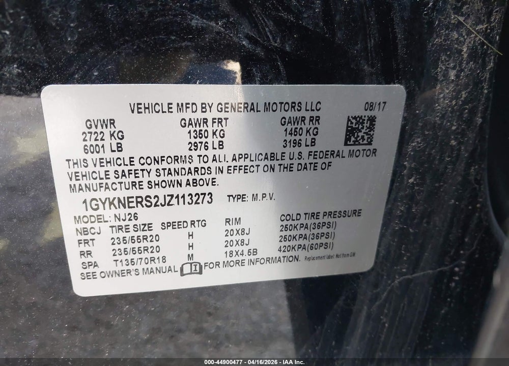 2018 CADILLAC XT5 PREMIUM LUXURY VIN: 1GYKNERS2JZ113273