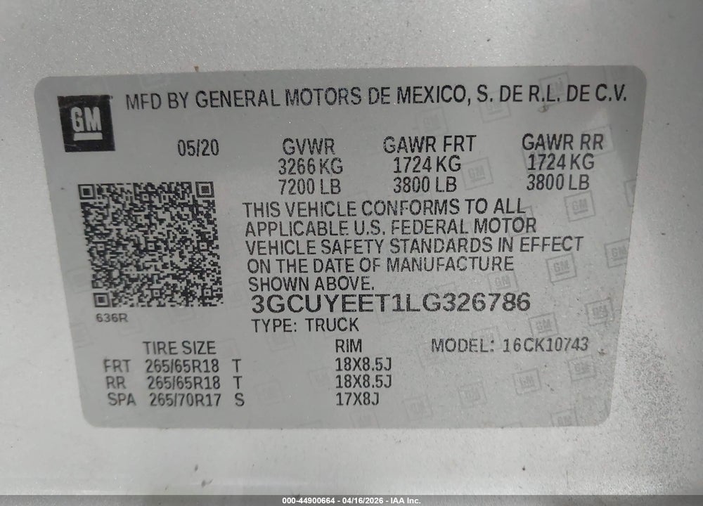 2020 CHEVROLET SILVERADO 1500 RST VIN: 3GCUYEET1LG326786