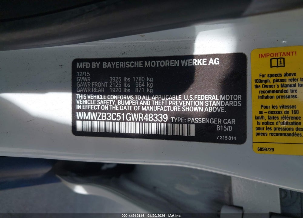 2016 MINI COUNTRYMAN COOPER VIN: WMWZB3C51GWR48339