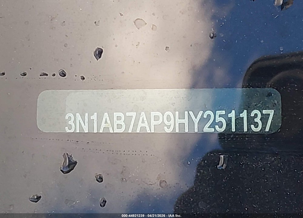 2017 NISSAN SENTRA S VIN: 3N1AB7AP9HY251137