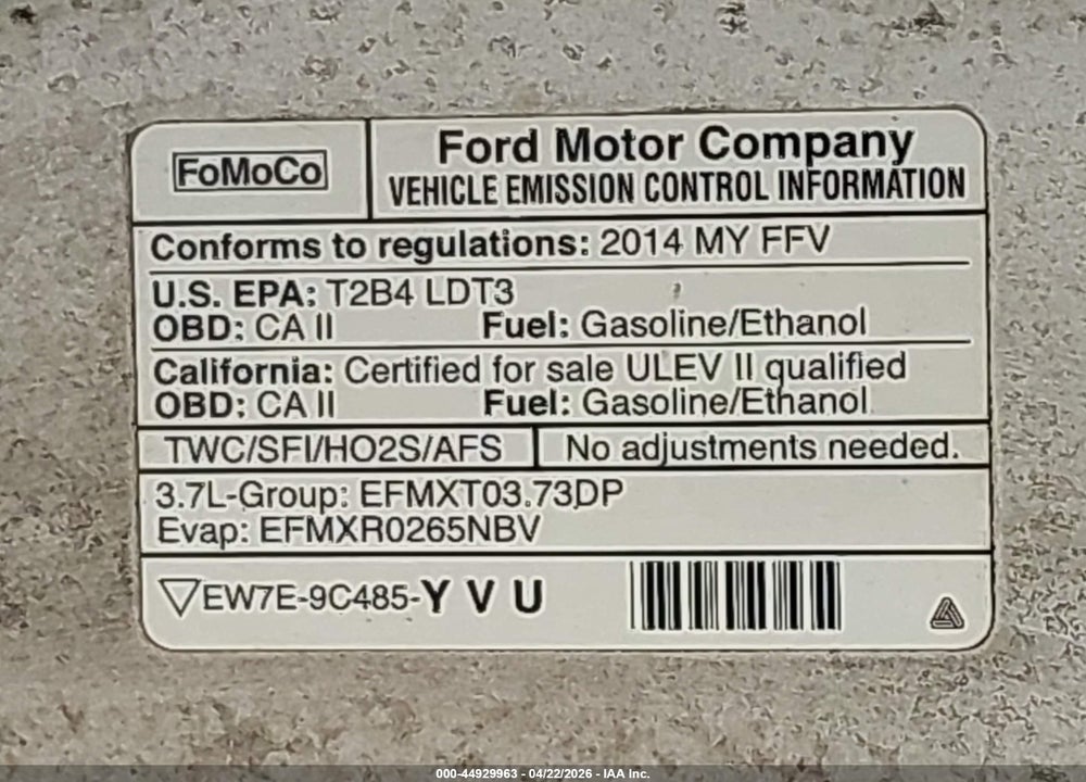 2014 FORD F-150 XL VIN: 1FTMF1CM0EFA48946