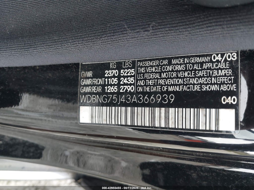2003 Mercedes-Benz S 500 photo 9