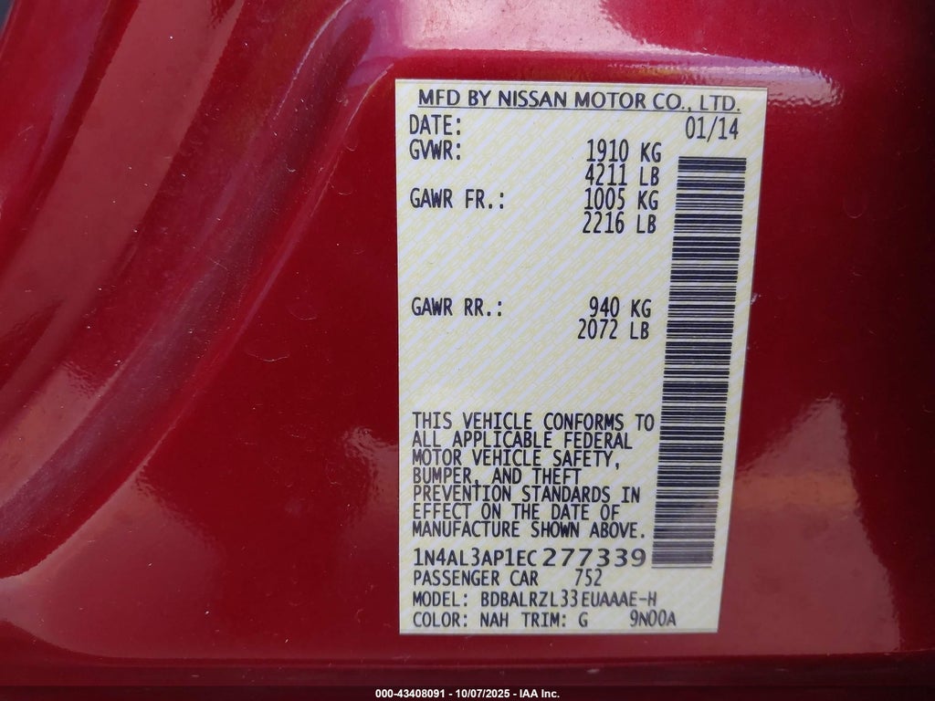 2014 Nissan Altima 2.5 S photo 9