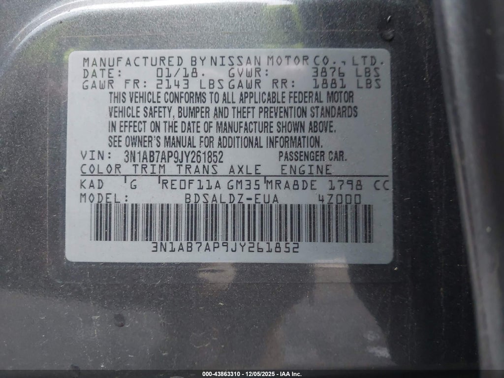 2018 Nissan Sentra SV photo 9