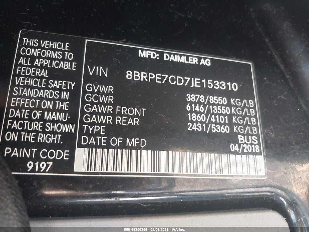 2018 Mercedes-Benz Sprinter 2500 Standard Roof V6 photo 9